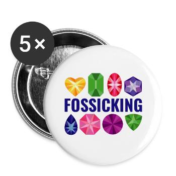 Geologie des Gesteinssammelns Steinhund Fossicking - Buttons groß 56 mm (5er Pack) - Weiß - Vorne