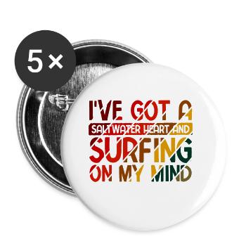 Surfen Wellenreiten Für Surfing - Buttons groß 56 mm (5er Pack) - Weiß - Vorne