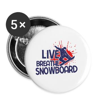 Snowboard Spruch für Snowboarder - Buttons groß 56 mm (5er Pack) - Weiß - Vorne