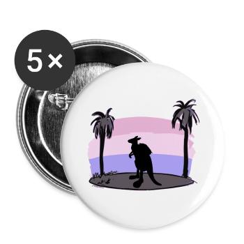 Känguru mit Rucksack und Schuhe - Buttons groß 56 mm (5er Pack) - Weiß - Vorne