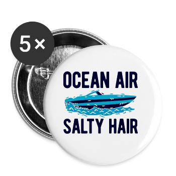Segelboot Kapitän Spruch Zum Segeln - Buttons groß 56 mm (5er Pack) - Weiß - Vorne