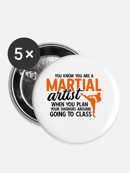Mixed Martial Arts MMA - Buttons groß 56 mm (5er Pack) - Weiß