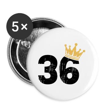 36 Crown 36e anniversaire 36 ans - Lot de 5 grands badges (56 mm) - blanc - Devant