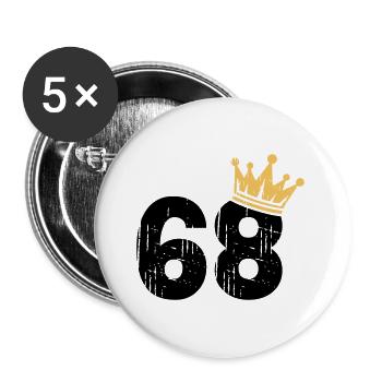 68 Crown 68th Birthday 68 Years - Buttons large 2.2''/56 mm (5-pack) - white - Front