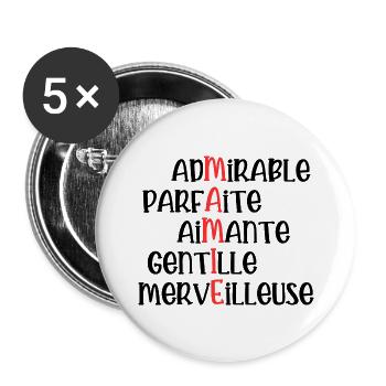 mamie - Lot de 5 grands badges (56 mm) - blanc - Devant