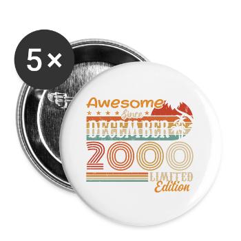 Retro Vintage Legendary Birthday December 2000 - Buttons large 2.2''/56 mm (5-pack) - white - Front