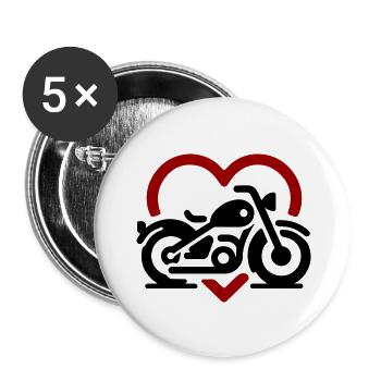 Motorcycle Love - Buttons large 2.2''/56 mm (5-pack) - white - Front