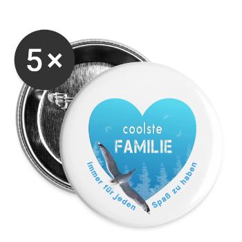 coolste Familie - Buttons groß 56 mm (5er Pack) - Weiß - Vorne