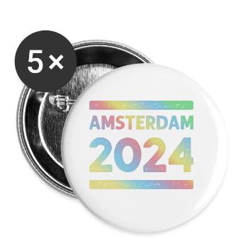 L’équipe colorée des fêtes d’Amsterdam 2024 - Lot de 5 grands badges (56 mm) - blanc - Devant
