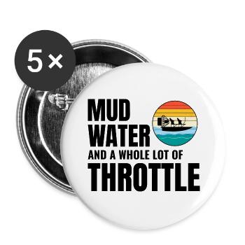 Bateau gonflable Fanboat Bateau hydroglisseur Bateau des marais - Lot de 5 grands badges (56 mm) - blanc - Devant