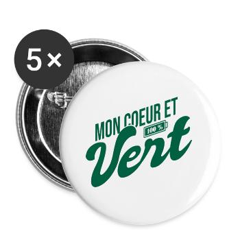 Verts 100 % vert stéphanois football st étienne - Lot de 5 grands badges (56 mm) - blanc - Devant