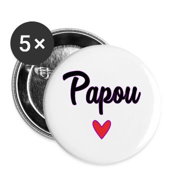 PAPUA. PAPA. VATERTAG. FROHER VATERTAG - Buttons groß 56 mm (5er Pack) - Weiß - Vorne