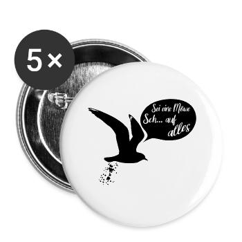 Sei eine Möwe scheiss auf alles. Möwensilhouette - Buttons groß 56 mm (5er Pack) - Weiß - Vorne
