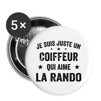 Fier d’être Coiffeur et Passionné de Randonnée - Lot de 5 grands badges (56 mm) - blanc - Devant