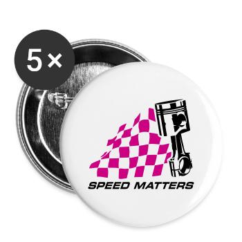 SPEED MATTERS (RACE FLAG, PISTON) - Buttons large 2.2''/56 mm (5-pack) - white - Front