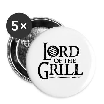 LORD OF THE GRILL - Buttons groß 56 mm (5er Pack) - Weiß - Vorne