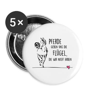 Pferd Flügel - Buttons groß 56 mm (5er Pack) - Weiß - Vorne