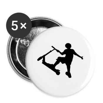 Cascadeur conducteur de scooter dans tromperie - Lot de 5 grands badges (56 mm) - blanc - Devant