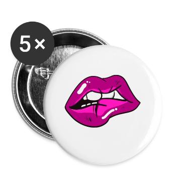 Lèvres - Lot de 5 grands badges (56 mm) - blanc - Devant
