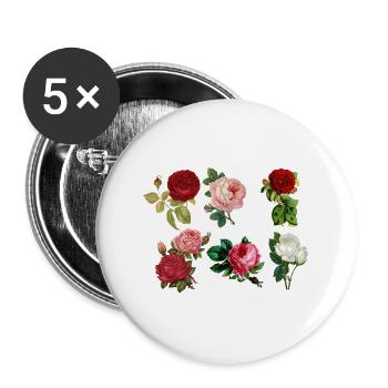 Painted roses - Buttons large 2.2''/56 mm (5-pack) - white - Front