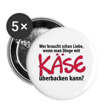 Liebe Käse backen Grill Ofen Herd Küche Toast Amor - Buttons groß 56 mm (5er Pack) - Weiß - Vorne