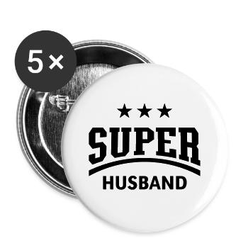 Super Husband - Buttons large 2.2''/56 mm (5-pack) - white - Front