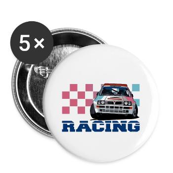 Rallye-Auto - Buttons groß 56 mm (5er Pack) - Weiß - Vorne