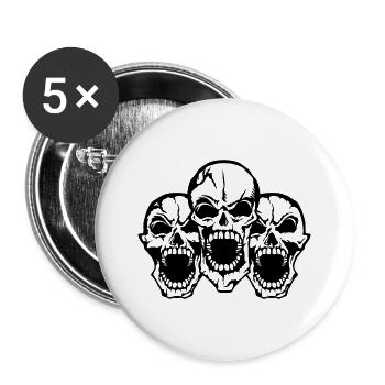 tete de mort groupe bouche ouverte skull - Lot de 5 grands badges (56 mm) - blanc - Devant