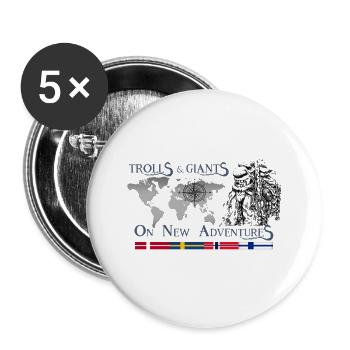 Trolle 2 GRA FRONT - Buttons groß 56 mm (5er Pack) - Weiß - Vorne
