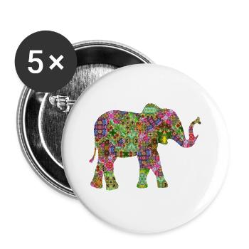 éléphant - Lot de 5 grands badges (56 mm) - blanc - Devant
