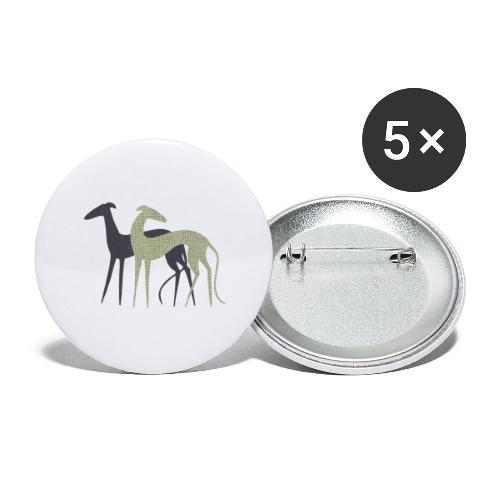 Zwei Windhunde - Buttons groß 56 mm (5er Pack)