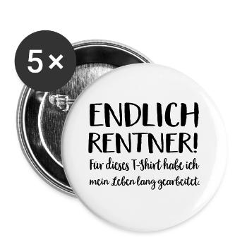 Rentner - Buttons groß 56 mm (5er Pack) - Weiß - Vorne