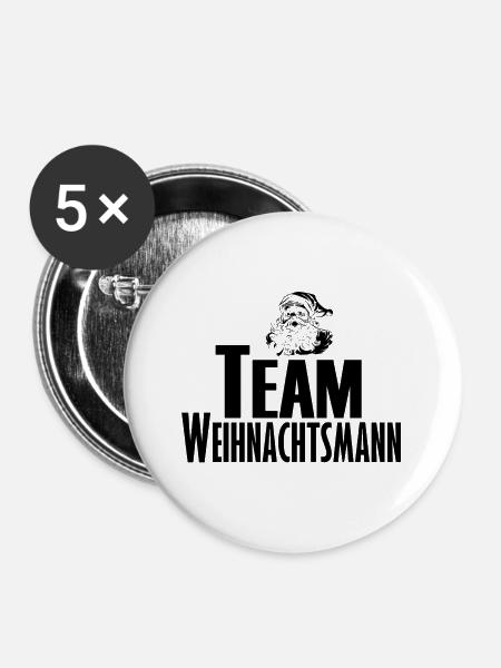 Team Weihnachtsmann - Buttons groß 56 mm (5er Pack) - Weiß