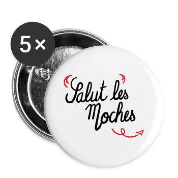 Hi hässlich - Buttons groß 56 mm (5er Pack) - Weiß - Vorne