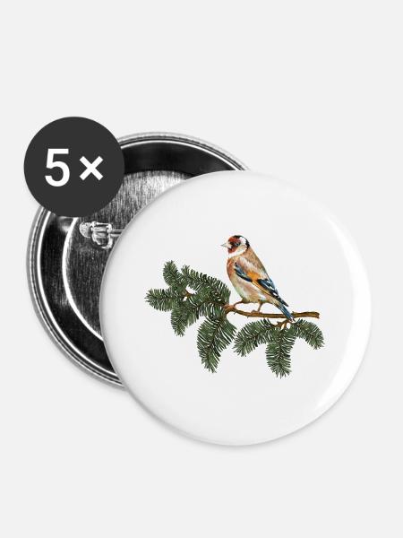 Stieglitzvogel - Buttons groß 56 mm (5er Pack) - Weiß