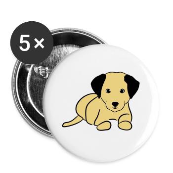 Süßer Hund, Hündchen - Buttons groß 56 mm (5er Pack) - Weiß - Vorne