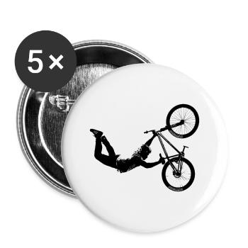 BMX DIRT JUMP TRICK - Buttons groß 56 mm (5er Pack) - Weiß - Vorne