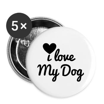 I love my dog - Buttons large 2.2''/56 mm (5-pack) - white - Front