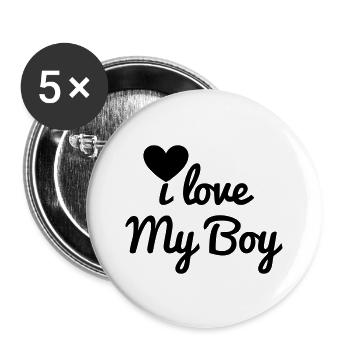 I love my boy - Buttons large 2.2''/56 mm (5-pack) - white - Front