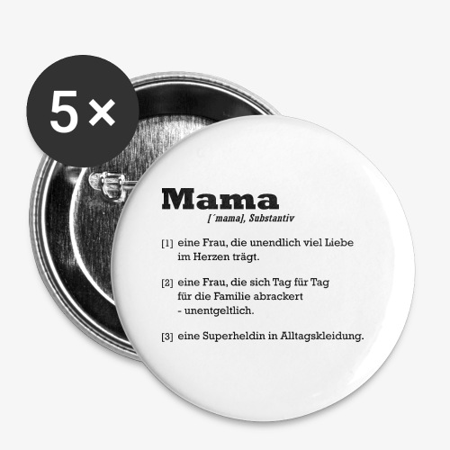 Mama Mutter - Buttons groß 56 mm (5er Pack)