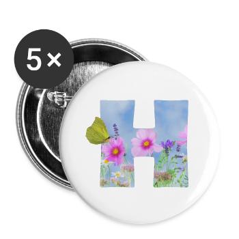 fleurs de printemps papillon h - Lot de 5 grands badges (56 mm) - blanc - Devant