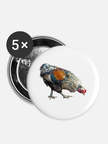 Hühnereier - Buttons groß 56 mm (5er Pack) - Weiß