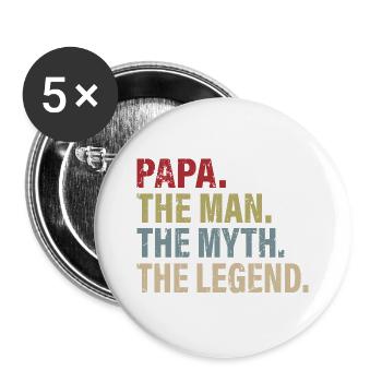 Papa man myth legend - Buttons groß 56 mm (5er Pack) - Weiß - Vorne