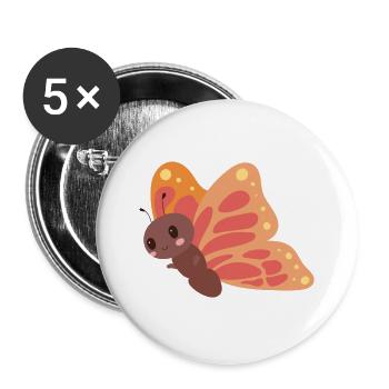 Schmetterling - Buttons groß 56 mm (5er Pack) - Weiß - Vorne