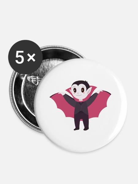 Vampir - Buttons groß 56 mm (5er Pack) - Weiß