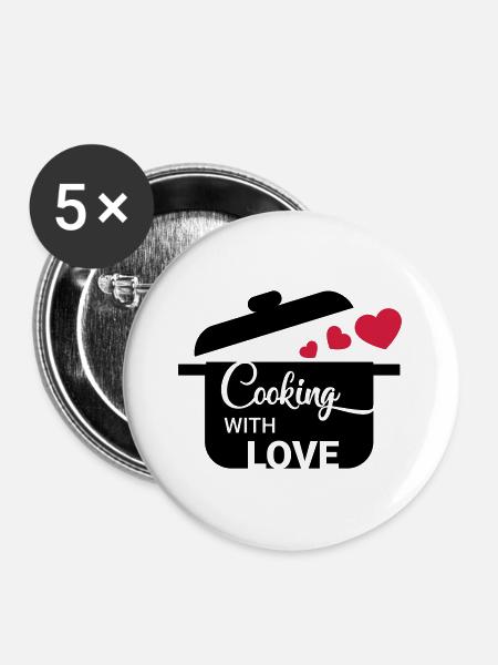 Cooking with love - Buttons groß 56 mm (5er Pack) - Weiß