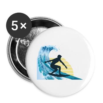 Surf surfeur surf - Lot de 5 grands badges (56 mm) - blanc - Devant