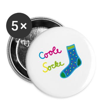 coole socke spruch - Buttons groß 56 mm (5er Pack) - Weiß - Vorne