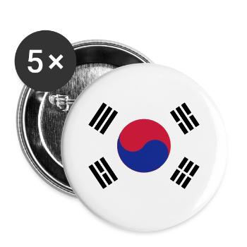 South Korea Flag - Buttons large 2.2''/56 mm (5-pack) - white - Front