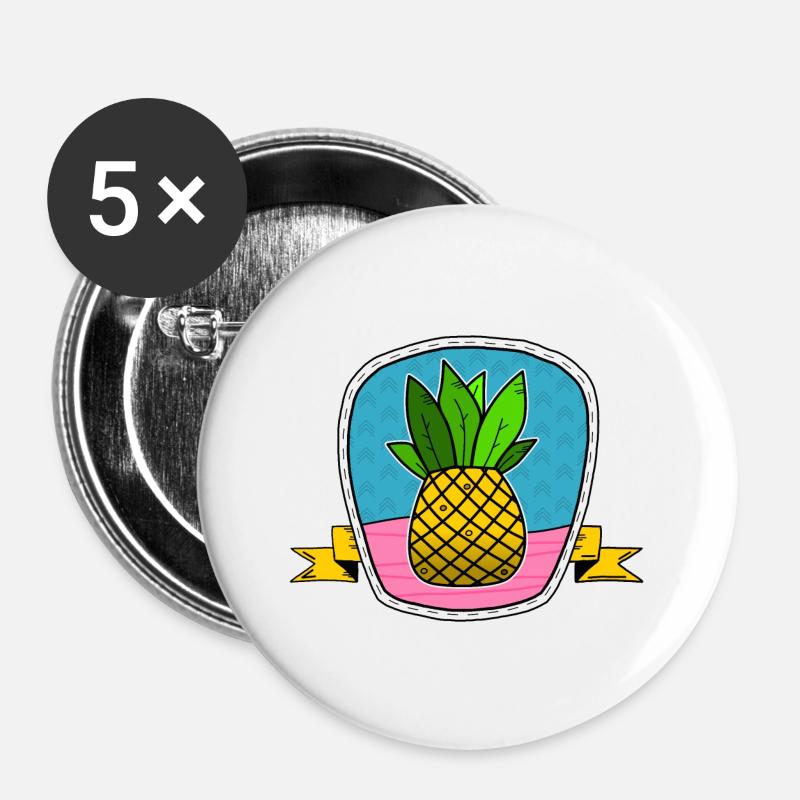 Pineapple Shield - Buttons large 2.2''/56 mm (5-pack) - white